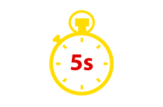 Icone de um relógio e o texto de '5s'.